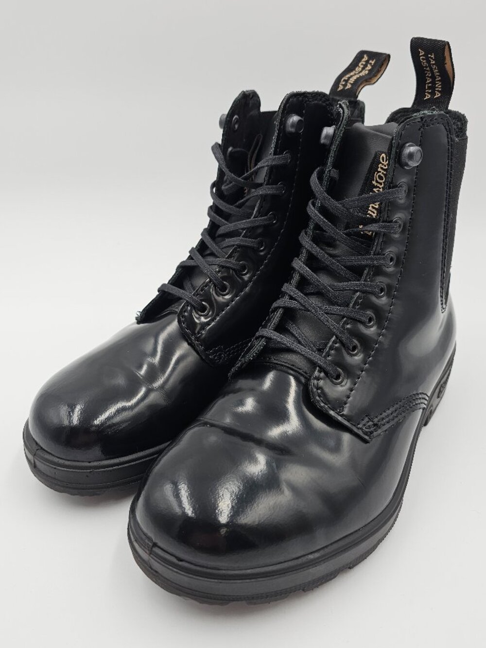Blundstone Lace-Up Gore Black Patent Leather Boots Women's AU/UK 4.5 - US 7.5